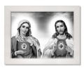 Obraz święty Serce Maryi i Serce Jezusa w ramie białej