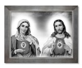 Obraz święty Serce Maryi i Serce Jezusa w ramie srebrnej