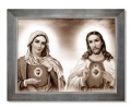 Obraz święty Serce Maryi i Serce Jezusa w  srebrnej ramie