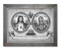 Obraz święty Serce Maryi i Serce Jezusa w ramie srebrnej