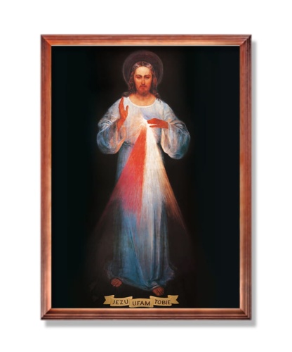 Obraz religijny Jezus Ufam Tobie, Jezus Miłosierny w ramie drewnianej