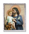 Obraz religijny Święty Józef w ramie szarej z przetarciami