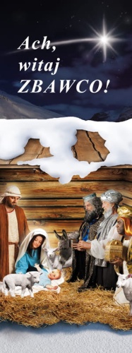Baner na Boże Narodzenie, Ach witaj zbawco! 75x200 cm