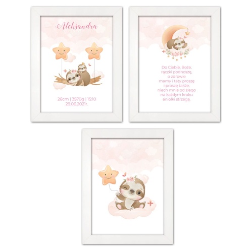 Zestaw obrazków dla dzieci modlitwa, metryczka z personalizacją