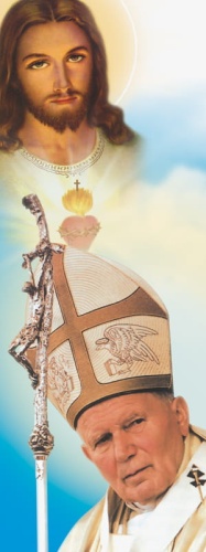 Baner Jezus Miłosierny i Święty Jan Paweł II 75x200cm