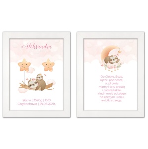 Zestaw 2 obrazków dla dzieci modlitwa, metryczka z personalizacją