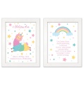 Zestaw 2 obrazków dla dzieci modlitwa, metryczka z personalizacją
