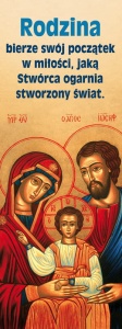Baner religijny Święta Rodzina "Rodzina bierze swój początek.."  -  75x200cm