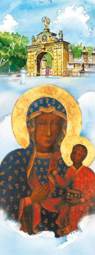 Baner religijny Matka Boża Częstochowska 75x200cm