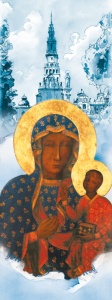 Baner religijny Matka Boża Częstochowska 75x200cm