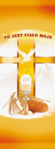 Baner na Boże Ciało "To jest ciało moje" 75x200 cm