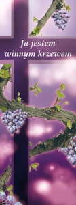Baner na Boże Ciało "Ja jestem winnym krzewem" 75x200 cm