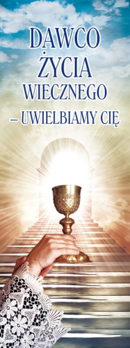Baner na I Komunię Świętą "Dawco życia wiecznego" 75x200 cm