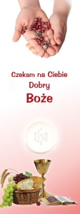 Baner na I Komunię Świętą "Czekam na Ciebie Dobry Boże" 75x200cm