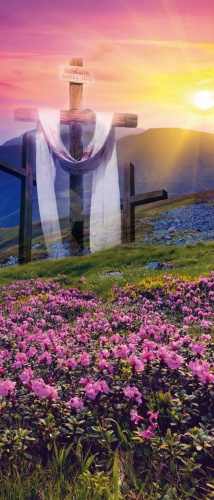 Tło do Grobu Pańskiego, góra Golgota, roślinność 150x350cm