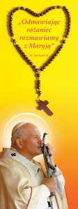Baner na Różaniec "Odmawiając różaniec.." 75x200cm