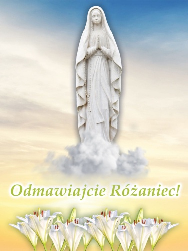 Baner na Różaniec "Odmawiajcie różaniec.." 75x100cm