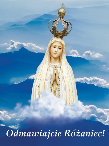 Baner na Różaniec "Odmawiajcie różaniec.." 75x100cm