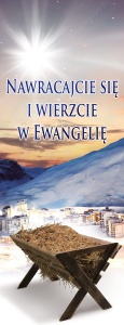  Baner na Boże Narodzenie, Nawracajcie się i wierzcie 50x130 cm