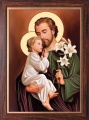 Obraz religijny Święty Józef w ramie drewnianej ze złotym paskiem
