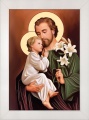 Obraz religijny Święty Józef w ramie białej