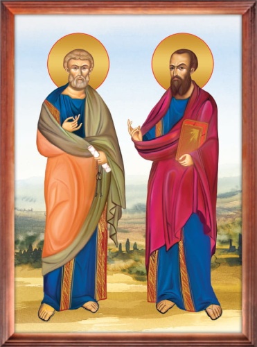 Obraz religijny Święty Piotr i Paweł  w ramie drewnianej