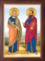 Obraz religijny Święty Piotr i Paweł  w ramie drewnianej ze złotym paskiem