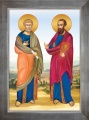 Obraz religijny Święty Piotr i Paweł  w ramie srebrnej