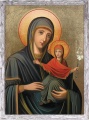 Obraz religijny Święta Anna z Matką Bożą w ramie szarej z przetarciami