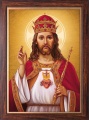 Obraz religijny Chrystus Król w ramie drewnianej ze złotym paskiem