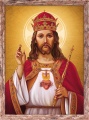 Obraz religijny Chrystus Król w ramie brązowej z przetarciami