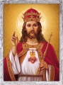 Obraz religijny Chrystus Król w ramie szarej z przetarciami