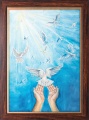 Obraz religijny Łaska Ducha Świętego w ramie drewnianej ze złotym paskiem