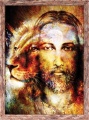Obraz religijny Jezus Chrystus w ramie brązowej z przetarciami