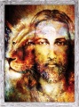 Obraz religijny Jezus Chrystus w ramie szarej z przetarciami