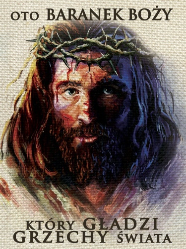 Baner na Wielki Post "Oto Baranek Boży.. " 75x100cm