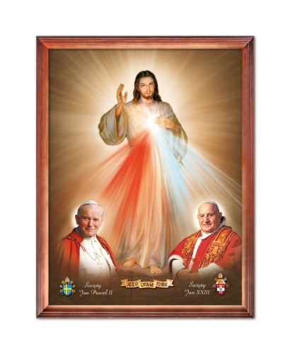 Obraz święty Papież Jan Paweł II, Święty Jan XXIII w drewnianej ramie