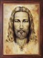 Obraz religijny Jezus Chrystus w ramie drewnianej ze złotym paskiem