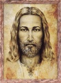 Obraz religijny Jezus Chrystus w ramie brązowej z przetarciami