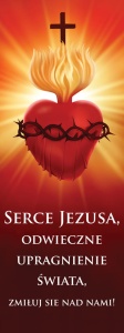 Baner na Wielki Post "Serce Jezusa odwieczne upragnienie świata" 75x200cm