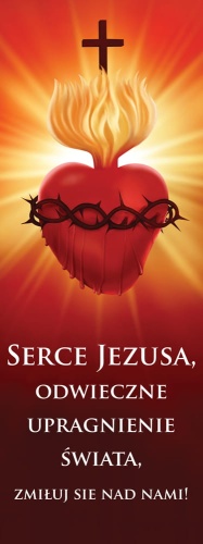 Baner na Wielki Post "Serce Jezusa odwieczne umocnienie świata" 75x200cm