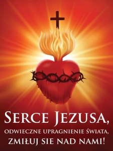 Baner na Wielki Post "Serce Jezusa odwieczne upragnienie świata" 75x100cm