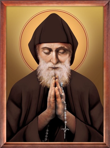 Obraz religijny Święty Charbel w drewnianej ramie
