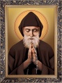 Obraz religijny Święty Charbel  w ramie ornamentowej