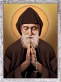 Obraz religijny Święty Charbel w ramie szarej z przetarciami