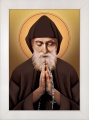 Obraz religijny Święty Charbel w ramie białej