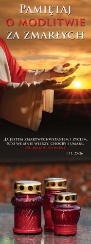 Baner na Wszystkich Świętych "Pamiętaj o modlitwie za zmarłych.." 75x200cm