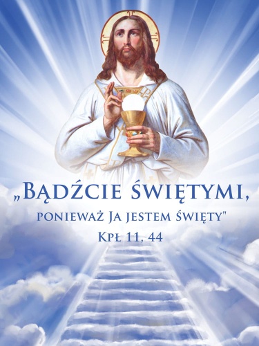 Baner na Wszystkich Świętych "Bądźcie świętymi ponieważ ja jestem święty..." 75x100 cm