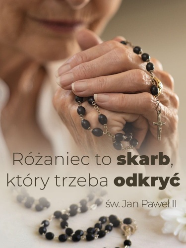 Baner na Różaniec "Różaniec to skarb który trzeba odkryć" 75x100cm