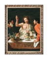 Obraz religijny spotkanie w Emaus w ramie z ornamentem